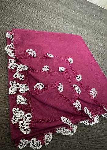 Dantelli Bordo Kadın Fular - Görsel 2