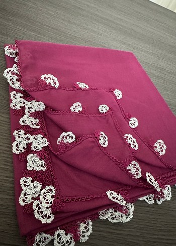 Dantelli Bordo Kadın Fular - Görsel 3