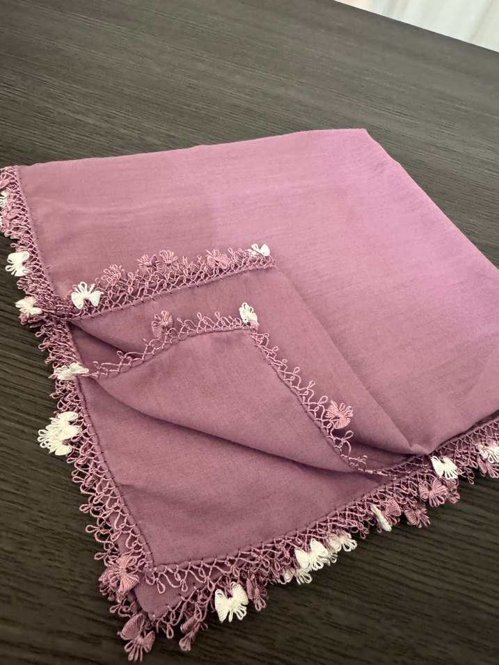 Dantel Detaylı Mor Bohem Kadın Fular - Görsel 2