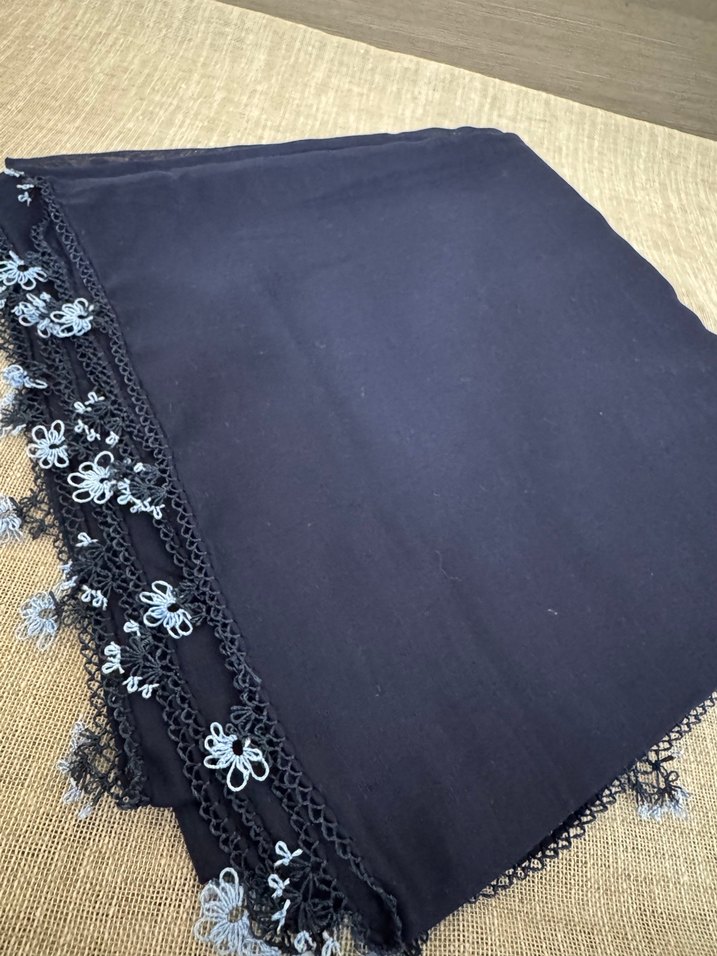 Dantelli Siyah Bohem Kadın Şal - Görsel 2