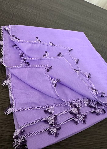 Mor Dantel Detaylı Kadın Fular - Görsel 2