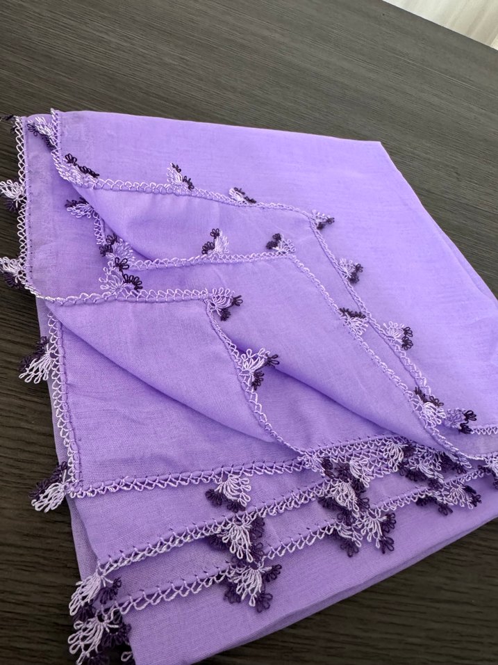 Mor Dantel Detaylı Kadın Fular - Görsel 2