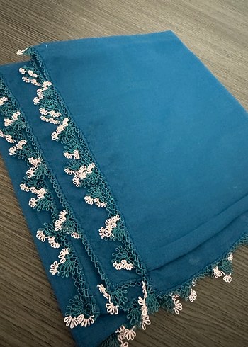 Dantel Detaylı Turkuaz Kadın Şal - Görsel 3