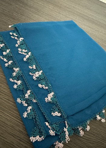 Dantel Detaylı Turkuaz Kadın Şal - Görsel 2