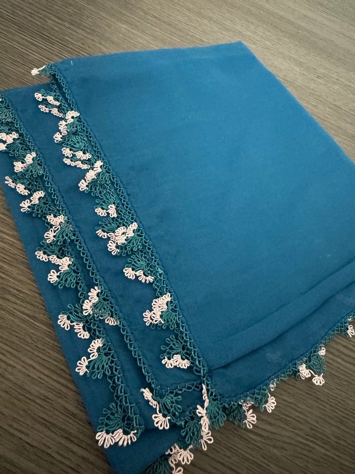 Dantel Detaylı Turkuaz Kadın Şal - Görsel 3