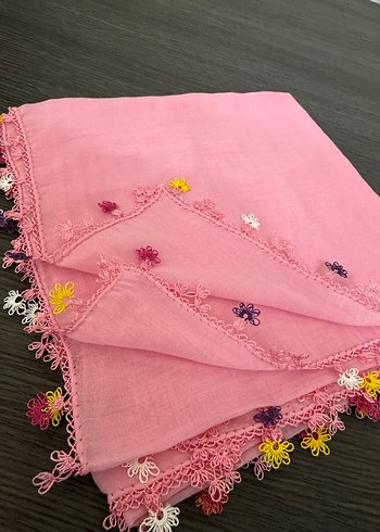 Dantel Detaylı Pembe Kadın Şal - Görsel 3