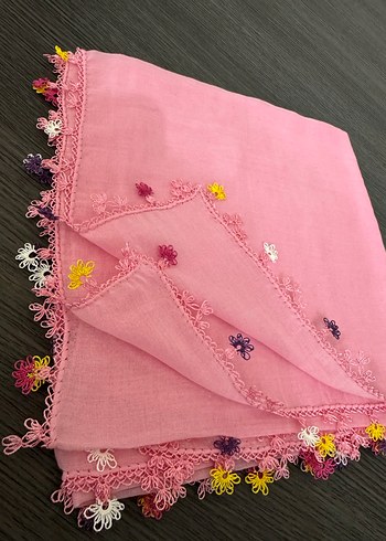 Dantel Detaylı Pembe Kadın Şal - Görsel 2