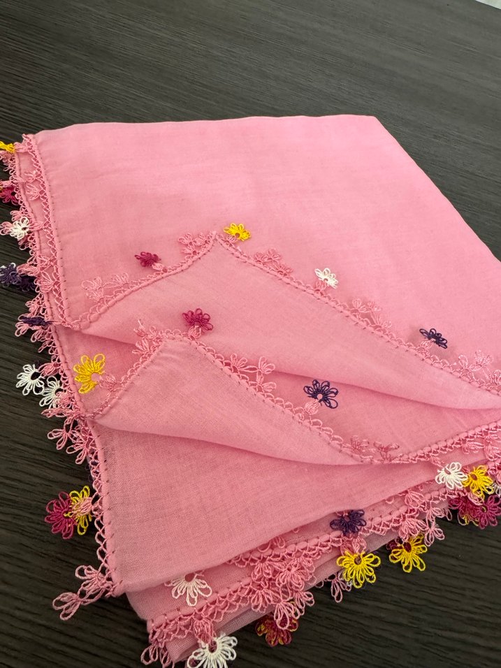 Dantel Detaylı Pembe Kadın Şal - Görsel 3