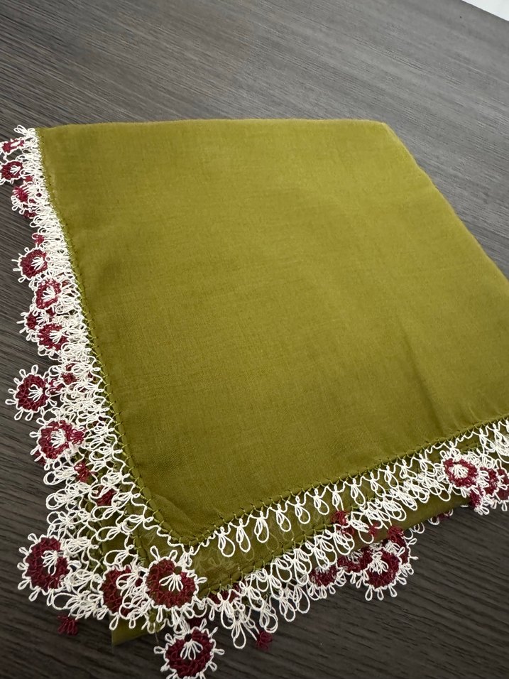 Dantel Detaylı Haki Kadın Fular - Görsel 2