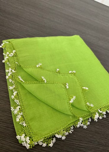 Dantel Detaylı Yeşil Kadın Fular - Görsel 2