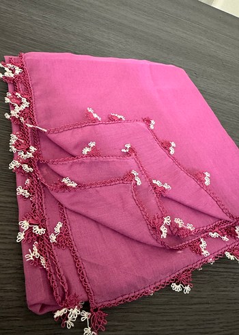Dantel Detaylı Pembe Kadın Fular - Görsel 2