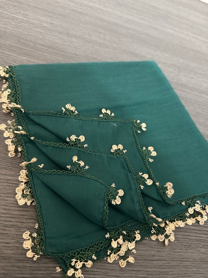 Dantel İşlemeli Yeşil Bohem Kadın Şal - Görsel 2