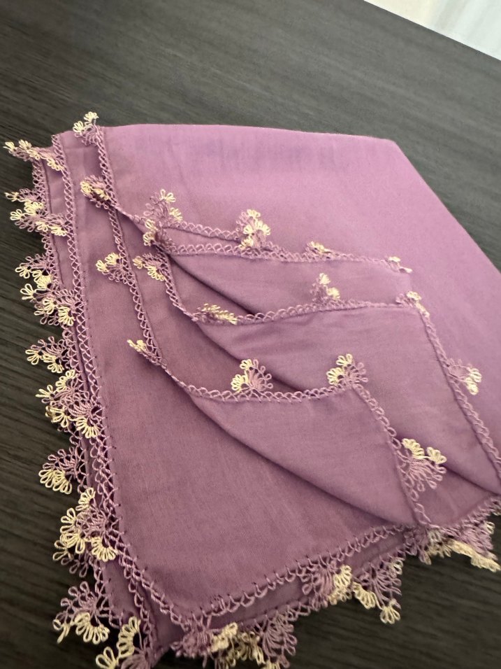 Dantelli Mor Kadın Şal - Görsel 3