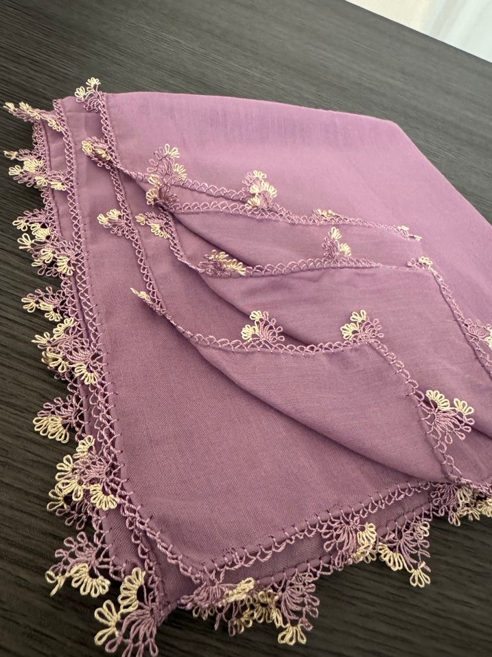 Dantelli Mor Kadın Şal - Görsel 2