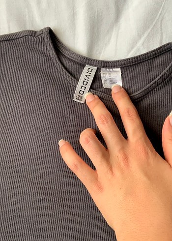 Gri Yüzücü Yaka Likralı Uzun Kollu Bluz - Görsel 7