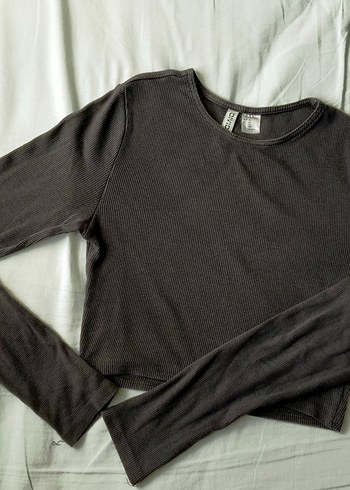 Gri Yüzücü Yaka Likralı Uzun Kollu Bluz - Görsel 6