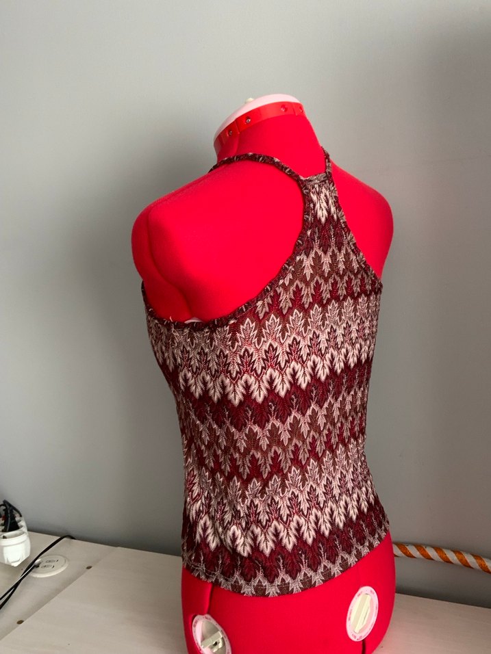 Bordo Bohem Örgü Kolsuz Kadın Atlet - Görsel 3