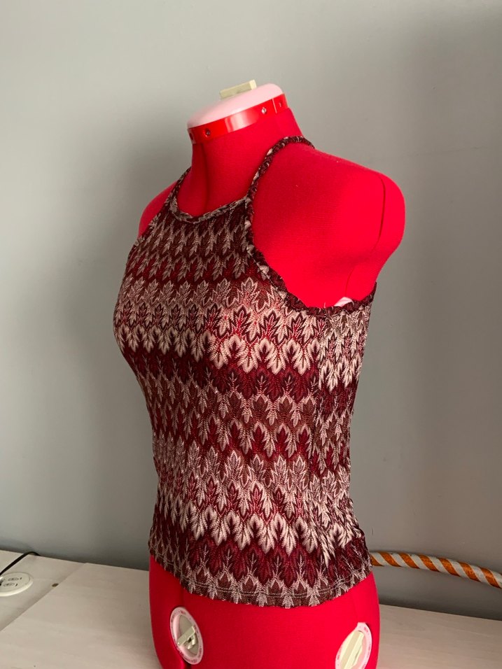 Bordo Bohem Örgü Kolsuz Kadın Atlet - Görsel 2