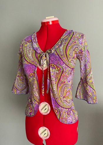 Renkli bohem tarz İspanyol kol bluz - Görsel 2