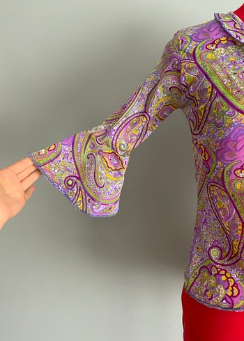 Renkli bohem tarz İspanyol kol bluz - Görsel 3