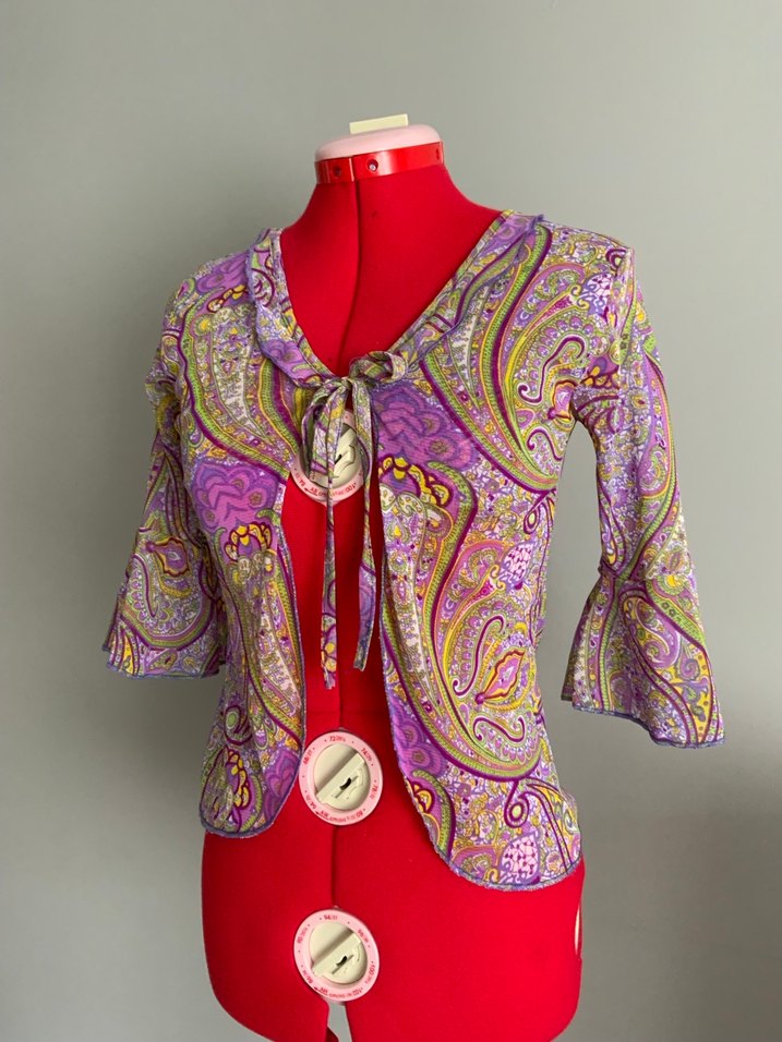 Renkli bohem tarz İspanyol kol bluz - Görsel 2