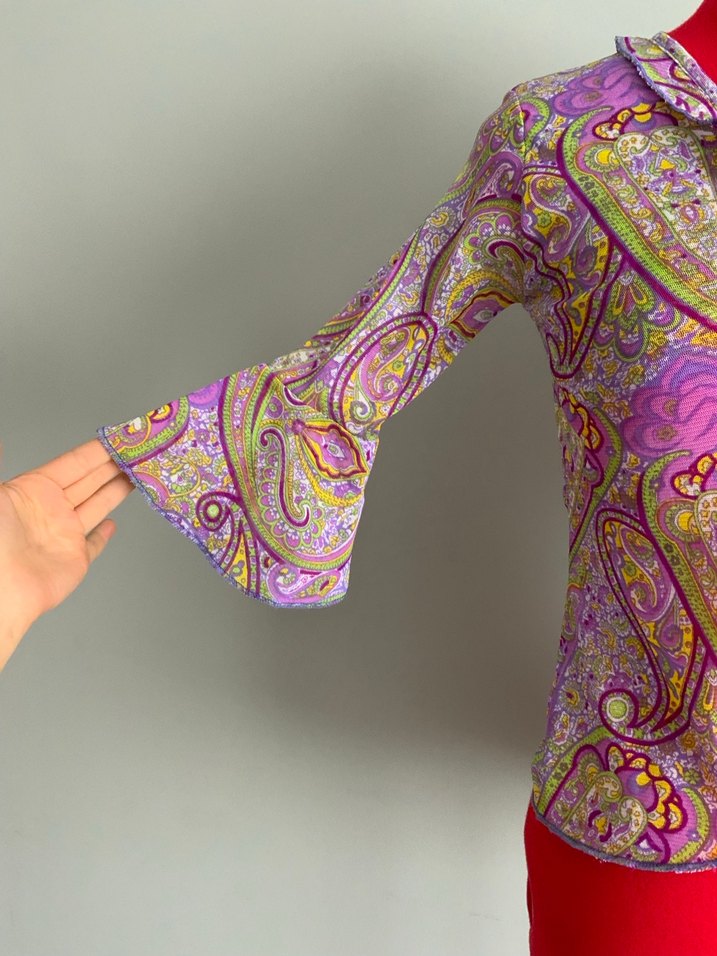 Renkli bohem tarz İspanyol kol bluz - Görsel 3