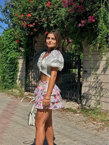 s Beden beyaz Renk Karpuz kol crop üst