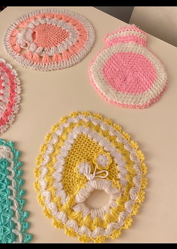 Pastel Renkli Örgü Banyo Lifleri - Görsel 3