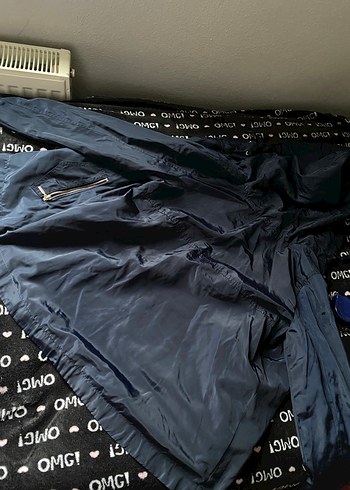 Mavi paraşüt Kumaşlı Kapüşonlu yağmurluk - Görsel 6