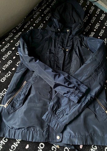 Mavi paraşüt Kumaşlı Kapüşonlu yağmurluk - Görsel 3