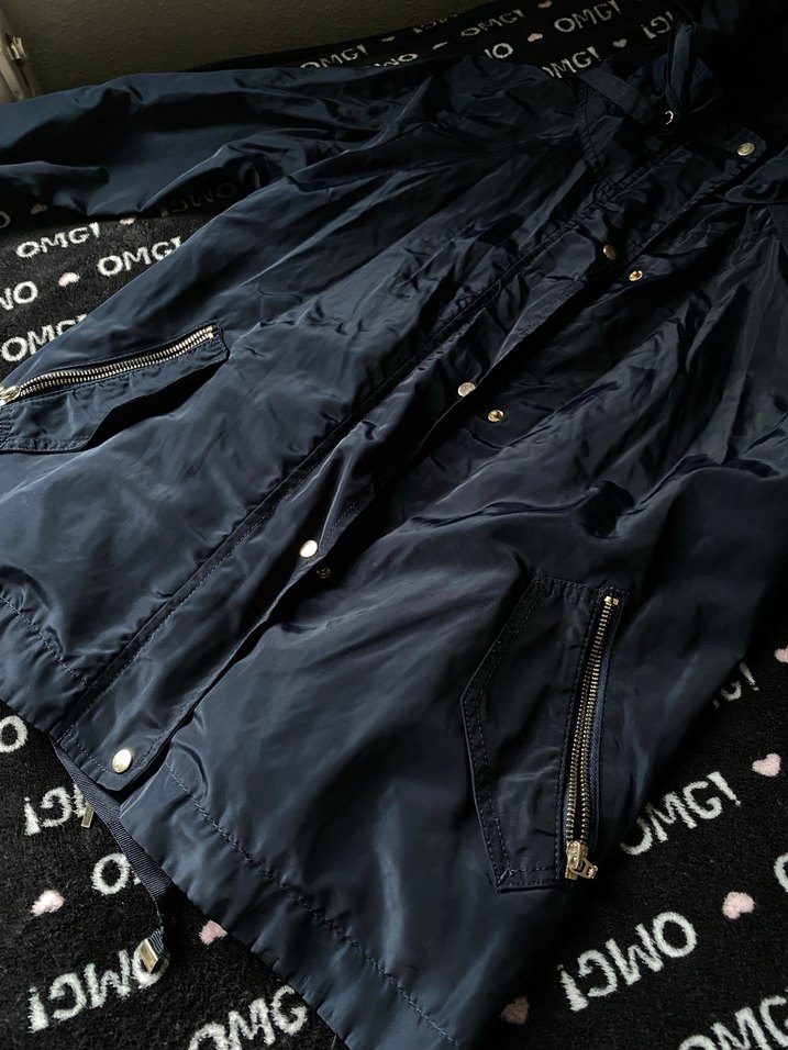 Mavi paraşüt Kumaşlı Kapüşonlu yağmurluk - Görsel 2