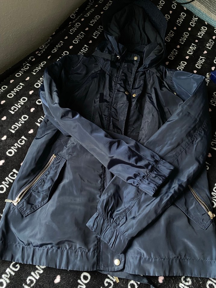 Mavi paraşüt Kumaşlı Kapüşonlu yağmurluk - Görsel 3