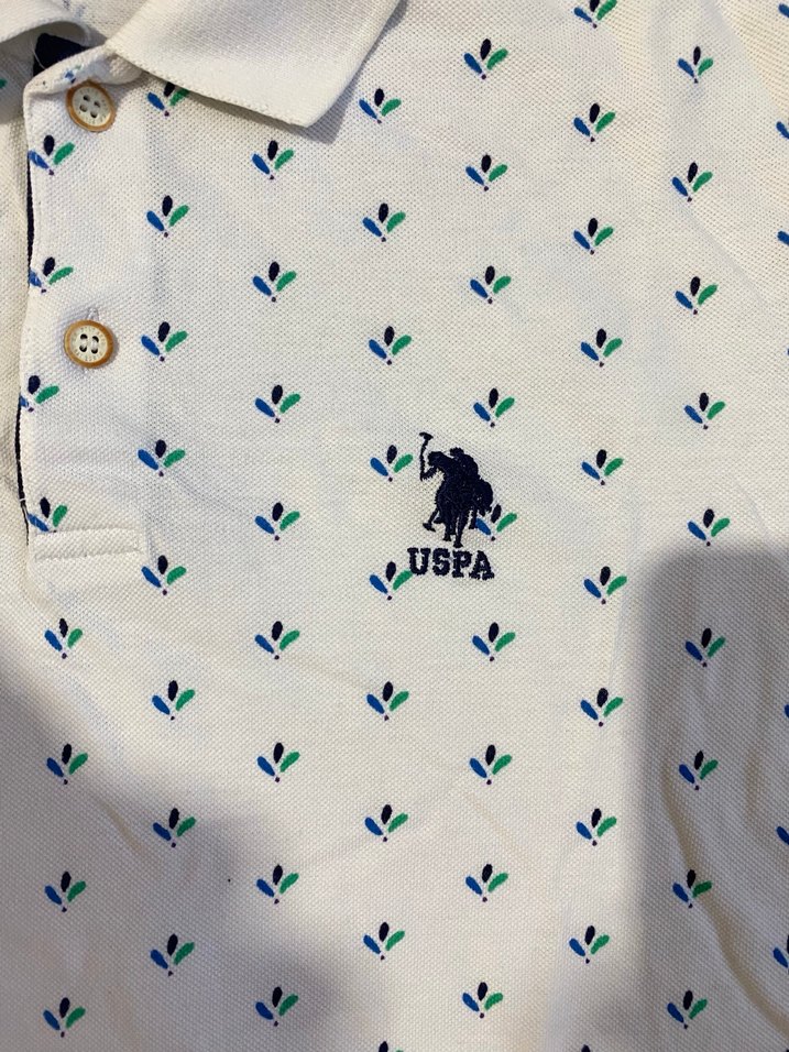 Baskılı Beyaz Pamuklu Polo Tişört - Görsel 4