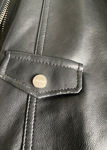 Siyah Kemerli Biker Deri Ceket - Görsel 6