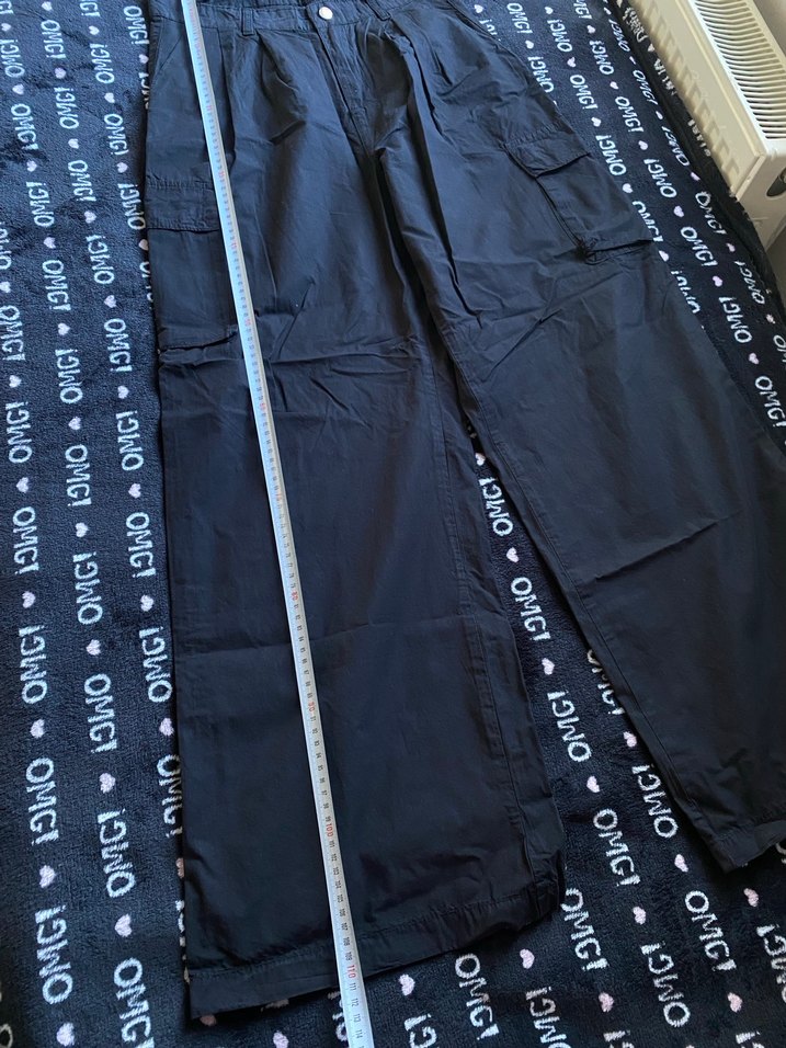 Kadın Siyah Bol Kesim paraşüt Pantolon - Görsel 2