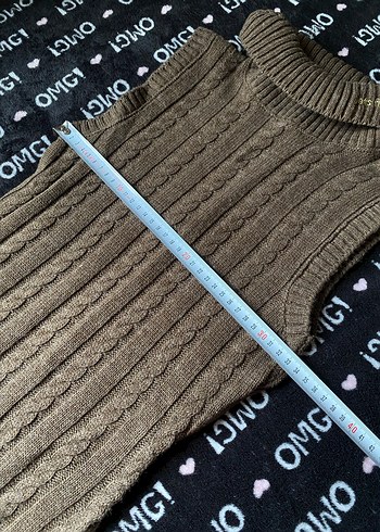 Kahverengi Örgü Boğazlı Kolsuz Kadın Kazak elbise - Görsel 4