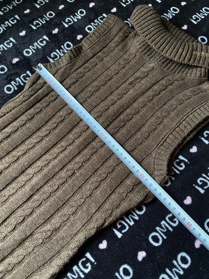 Kahverengi Örgü Boğazlı Kolsuz Kadın Kazak elbise - Görsel 4