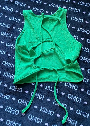 Yeşil Triko Kolsuz Crop Üst - Görsel 5