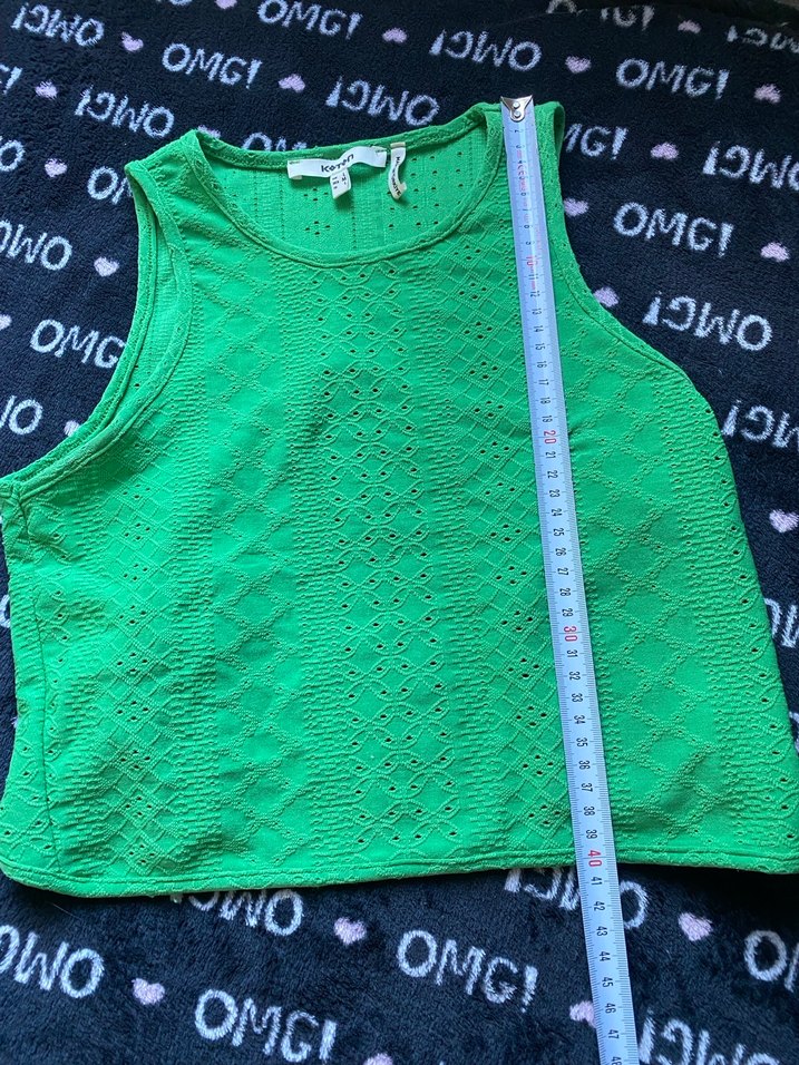 Yeşil Triko Kolsuz Crop Üst - Görsel 2