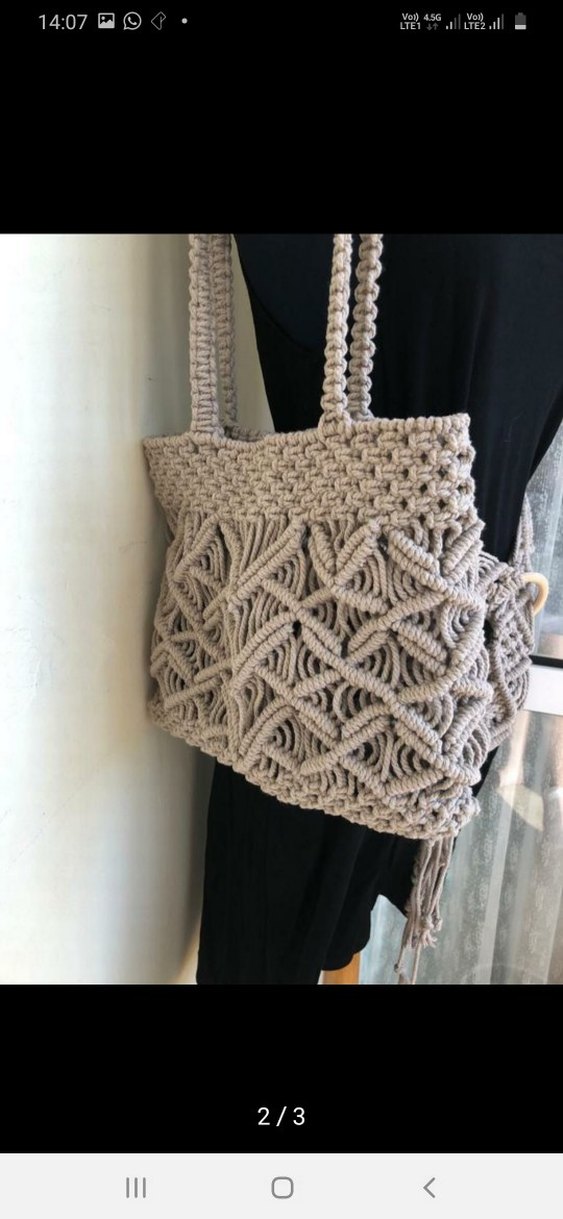 Gri Örgü Bohem Kadın Çanta ve Kemer Seti - Görsel 3