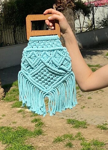 Ahsap sqpli makrome canta - Görsel 2