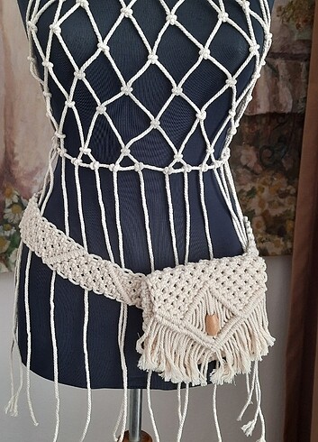 Makrome kemerli bel cantasi  - Görsel 3