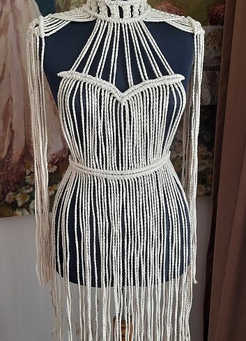 Makrome midi boy elbise - Görsel 7