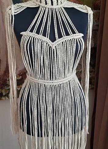 Makrome midi boy elbise - Görsel 8