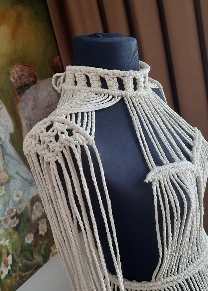 Makrome midi boy elbise - Görsel 3