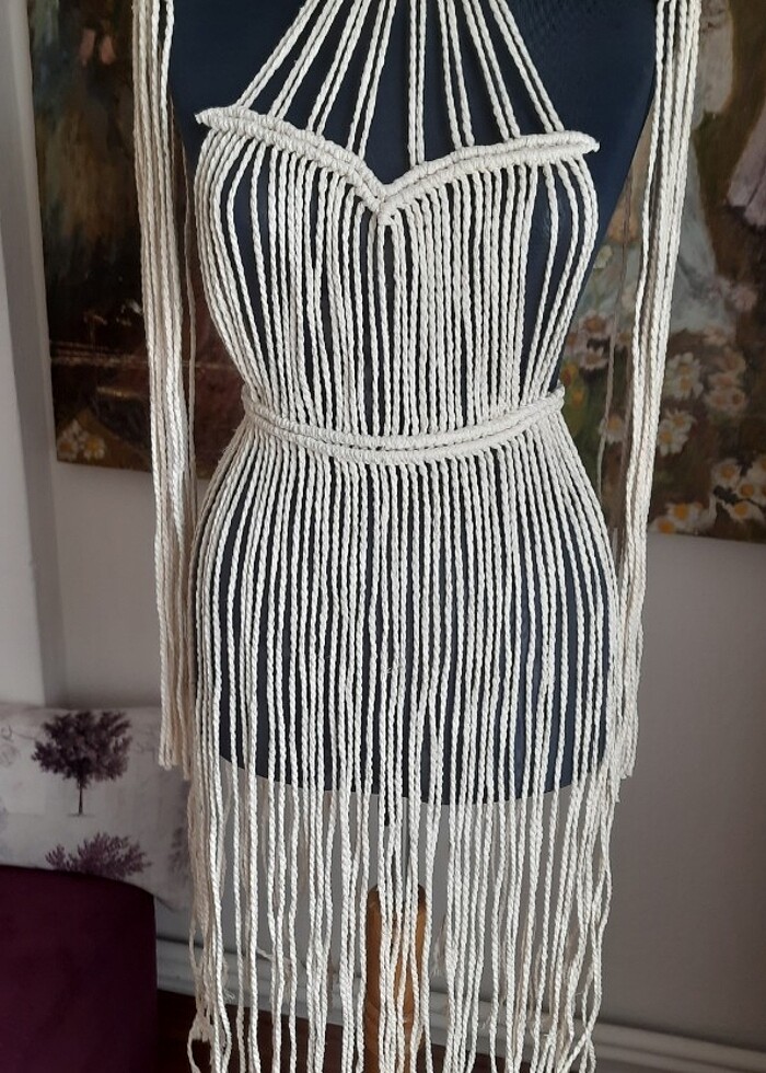 Makrome midi boy elbise - Görsel 4