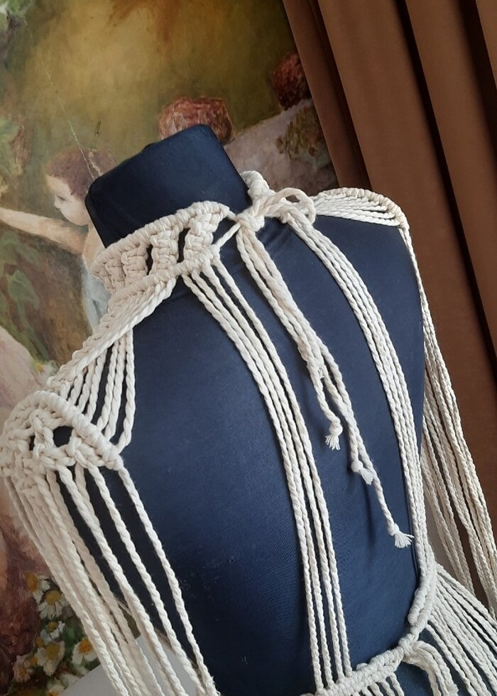 Makrome midi boy elbise - Görsel 5