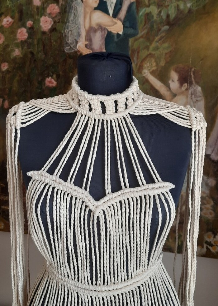 Makrome midi boy elbise - Görsel 2