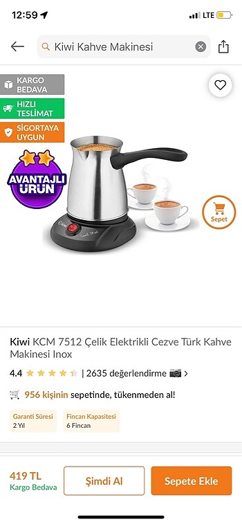 Kiwi Kiwi kahve makinesi