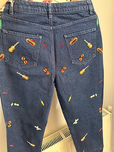 29 Beden çeşitli Renk Koton desenli mom jean